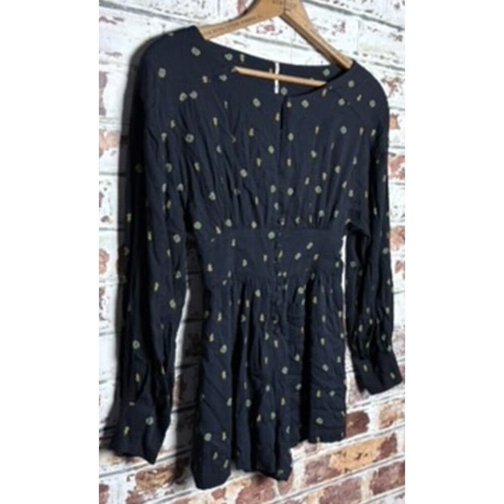 NWT Free People Love Grows Front Button Long Sleeve Romper Black Floral - Picture 6 of 15
